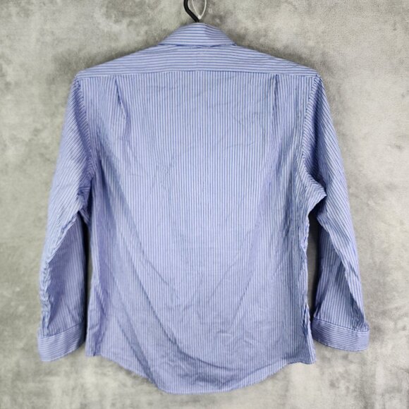 Mens Polo Ralph Lauren Regent Custom Fit Shirt Blue White Striped Button Down 17 - Picture 4 of 7
